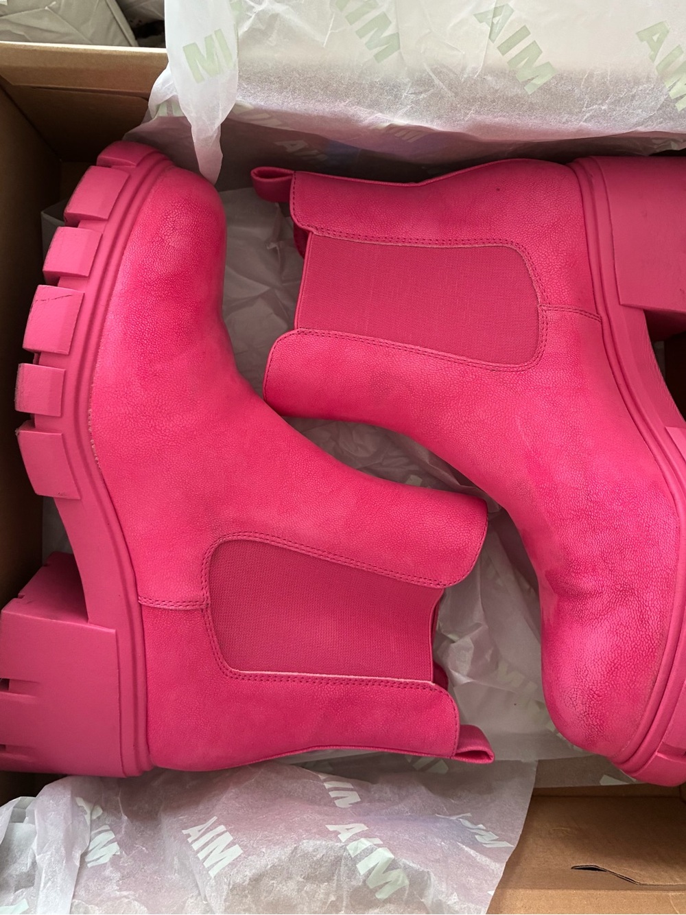 MIA Bright Pink Chunky Chelsea Platform Booties